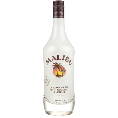 Malibu Coconut Flavored Rum 1.75L Front Bottle Label