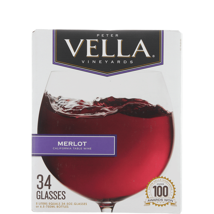 Peter Vella Merlot 5L Front Bottle Label