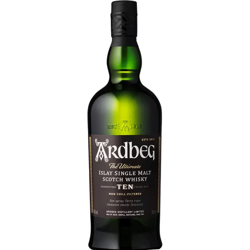 Ardbeg 10 Year Single Malt Scotch Whisky 750ML Front Bottle Label