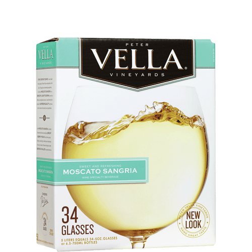 Peter Vella Moscato Sangria 5L Front Bottle Label