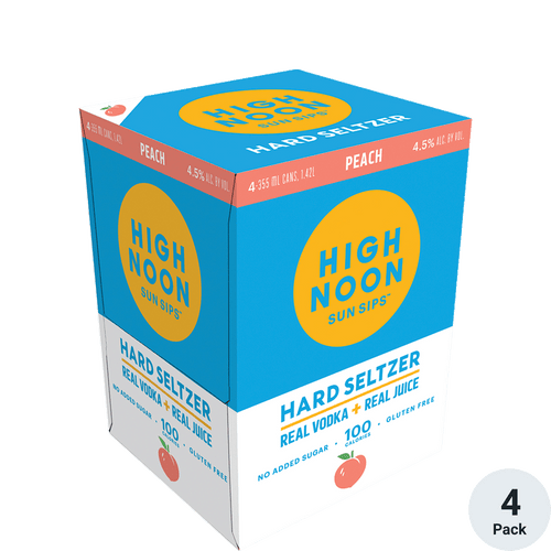 High Noon Hard Seltzer Peach 4pk-12oz Cans Front Bottle Label