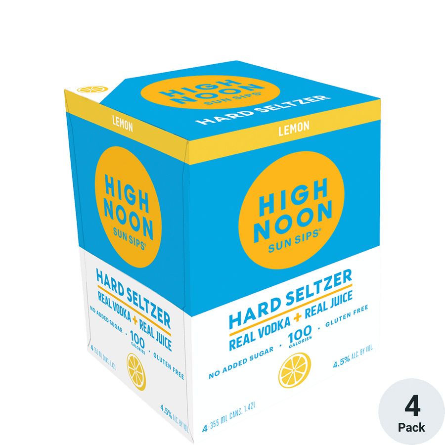 High Noon Hard Seltzer Lemon 4pk-12oz Cans Front Bottle Label