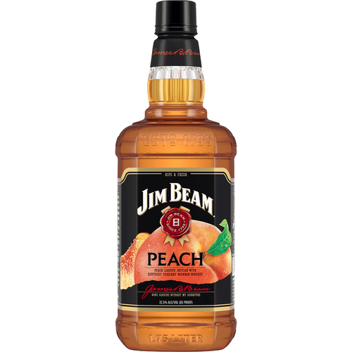 Jim Beam Peach Bourbon Whiskey 750ML Front Bottle Label