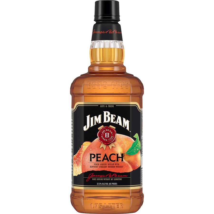 Jim Beam Peach Bourbon Whiskey 750ML Front Bottle Label