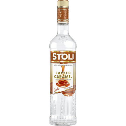 Stolichnaya Salted Karamel 750ML Front Bottle Label