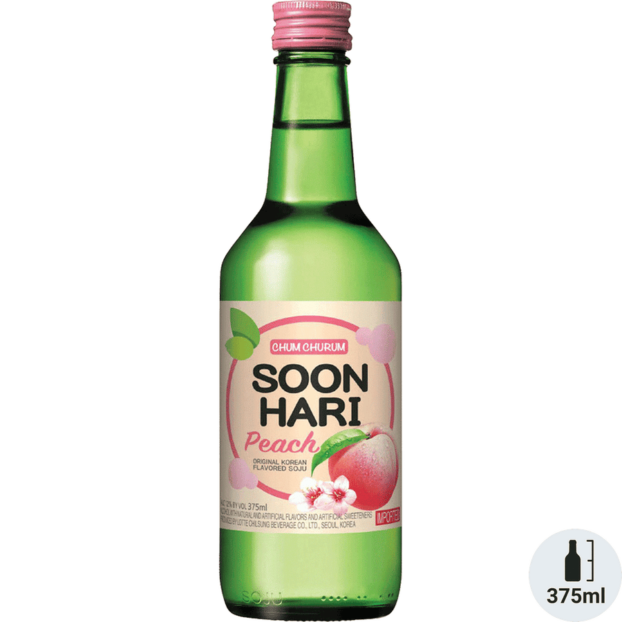 Soon Hari Peach Soju 375ML Front Bottle Label