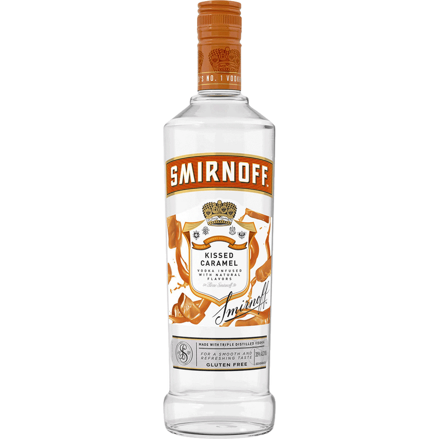 Smirnoff Kissed Caramel 750ML Front Bottle Label