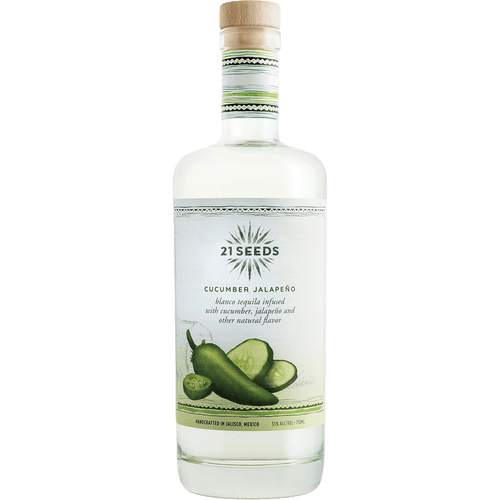 21 Seeds Tequila Cucumber Jalapeno 750ML Front Bottle Label