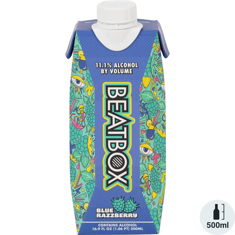 Beatbox Blue Razzberry 500ML Front Bottle Label