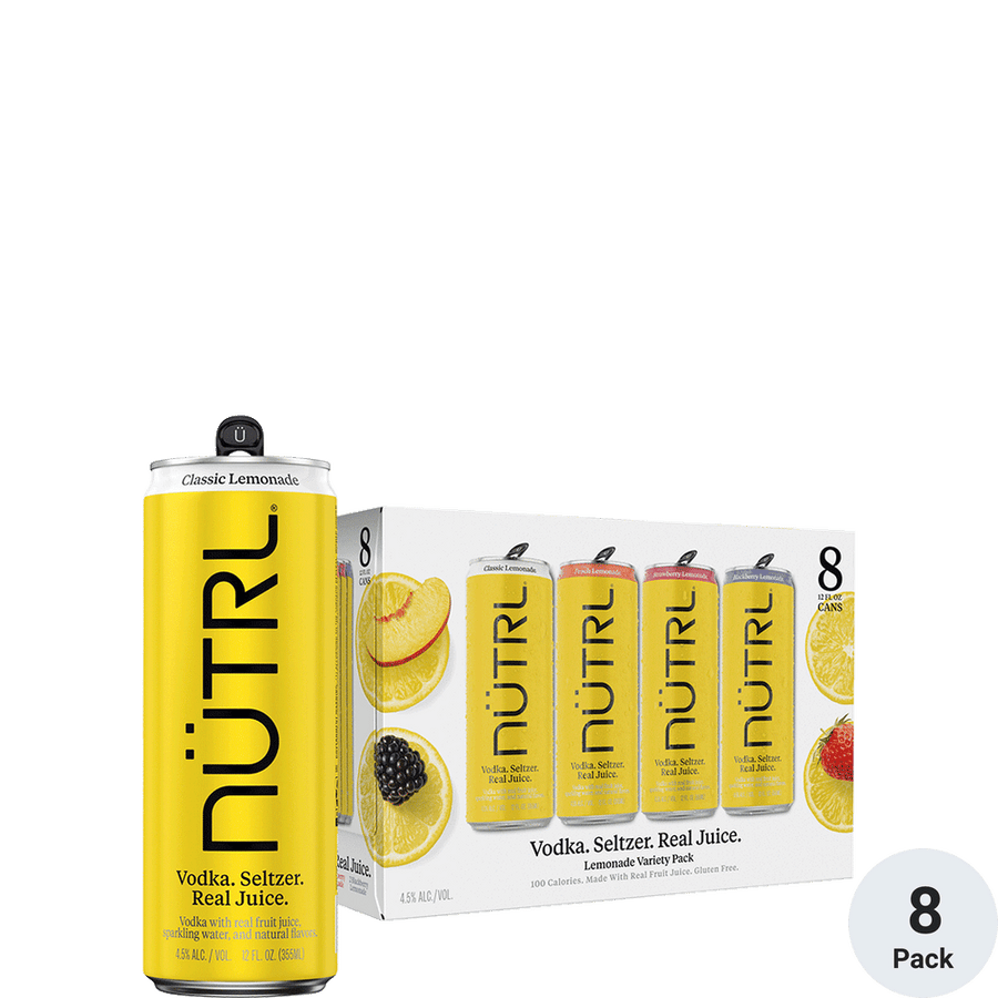 NUTRL Lemonade Variety 8 Pack 8pk-12oz Cans Front Bottle Label