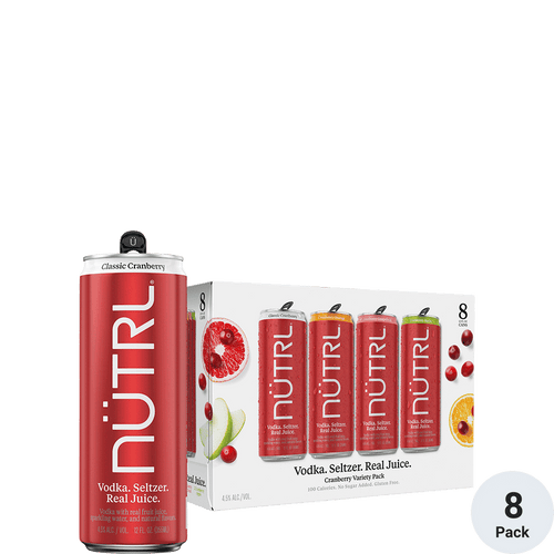 NUTRL Cranberry Variety 8 Pack 8pk-12oz Cans Front Bottle Label
