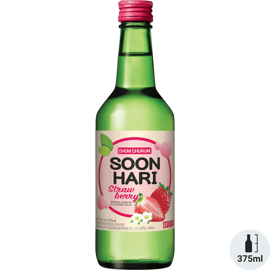 Soon Hari Strawberry Soju 375ML Front Bottle Label