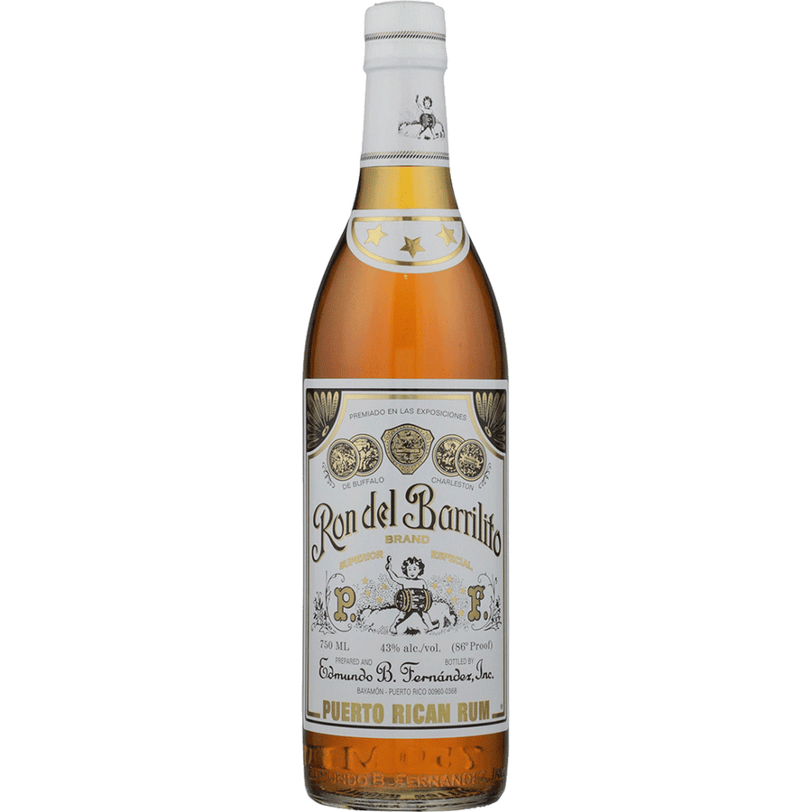 Ron del Barrilito 2 Star Rum 750ML Front Bottle Label
