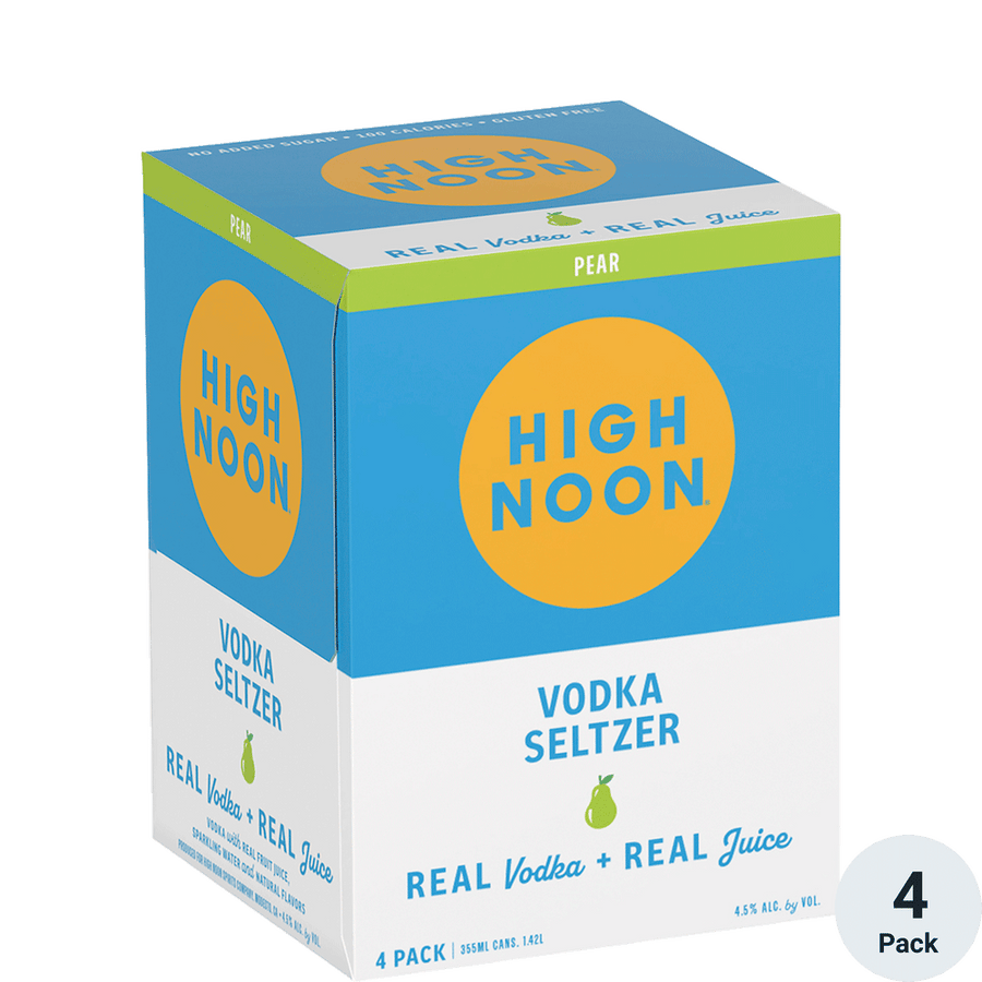 High Noon Hard Seltzer Pear 4pk-12oz Cans Front Bottle Label