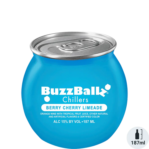 Buzzballz Chillers Berry Cherry Limeade 200ML Front Bottle Label