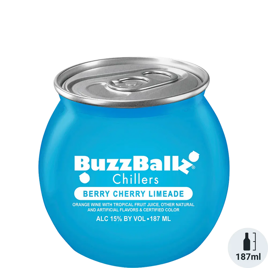 Buzzballz Chillers Berry Cherry Limeade 200ML Front Bottle Label