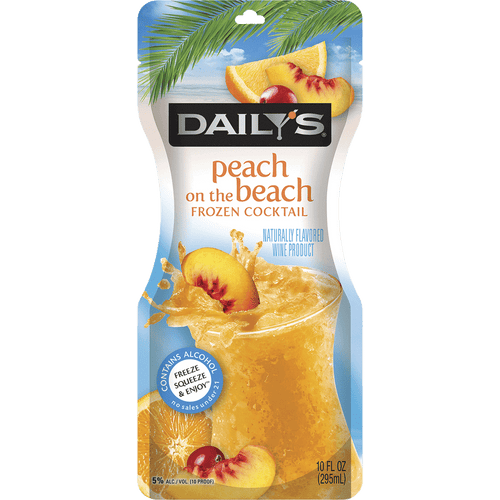 Dailys Pouches Peach on the Beach 10Oz Front Bottle Label