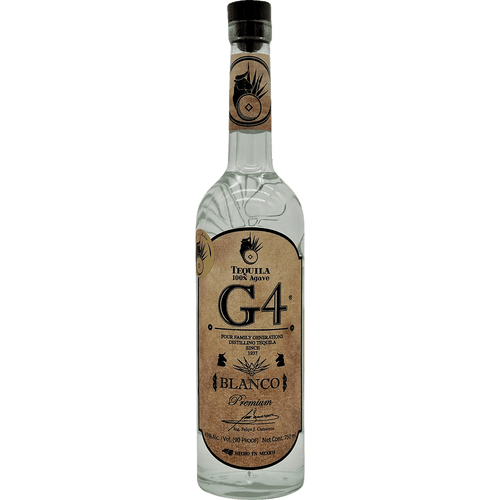 G4 Tequila Blanco de Madera 750ML Front Bottle Label