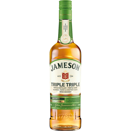 Jameson Triple Triple Irish Whiskey 750ML Front Bottle Label