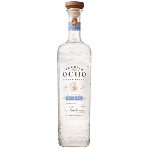 Tequila Ocho Plata 750ML Front Bottle Label