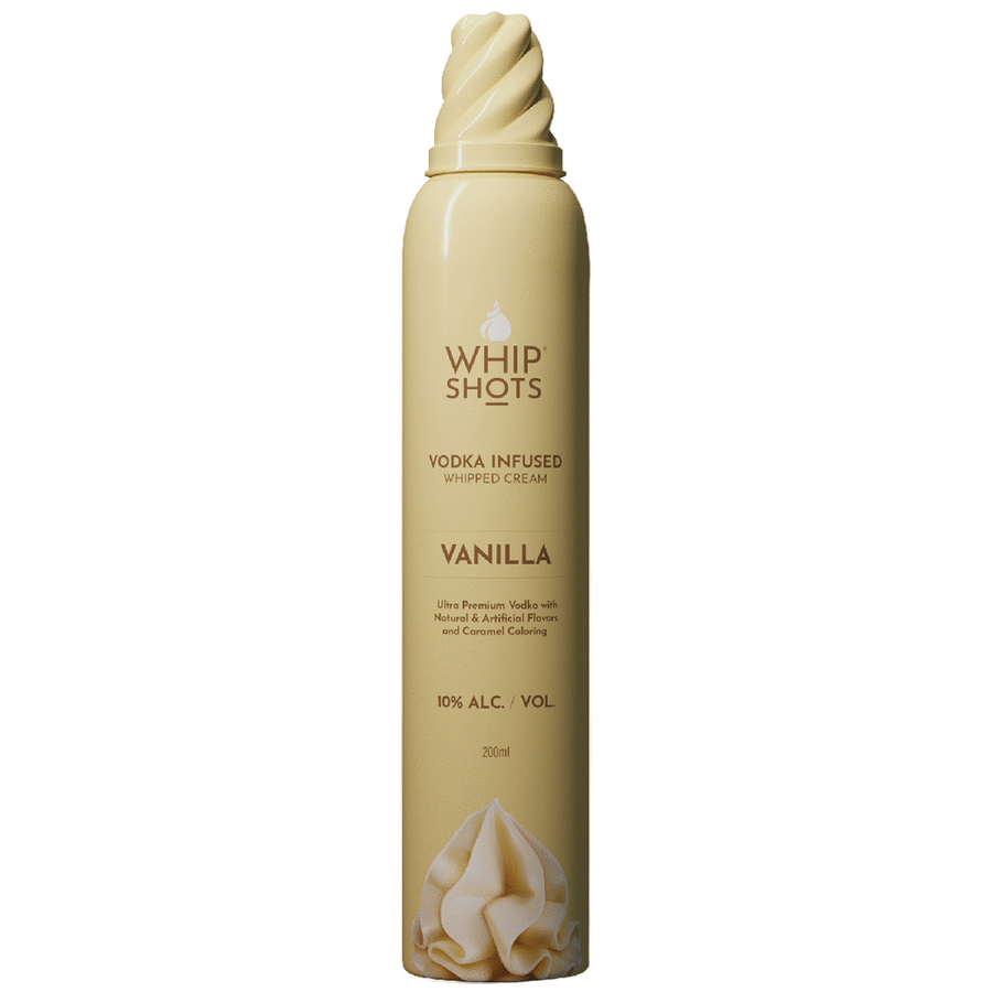 Whip Shots Vanilla Vodka Infused Whipped Cream 200ML Front Bottle Label