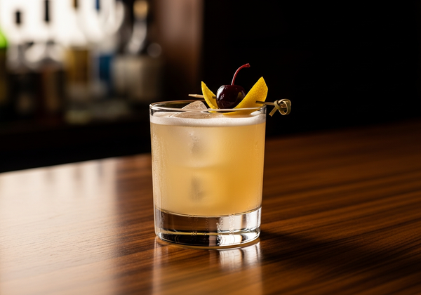 Amaretto Sour Recipe cocktail in glass with garnish