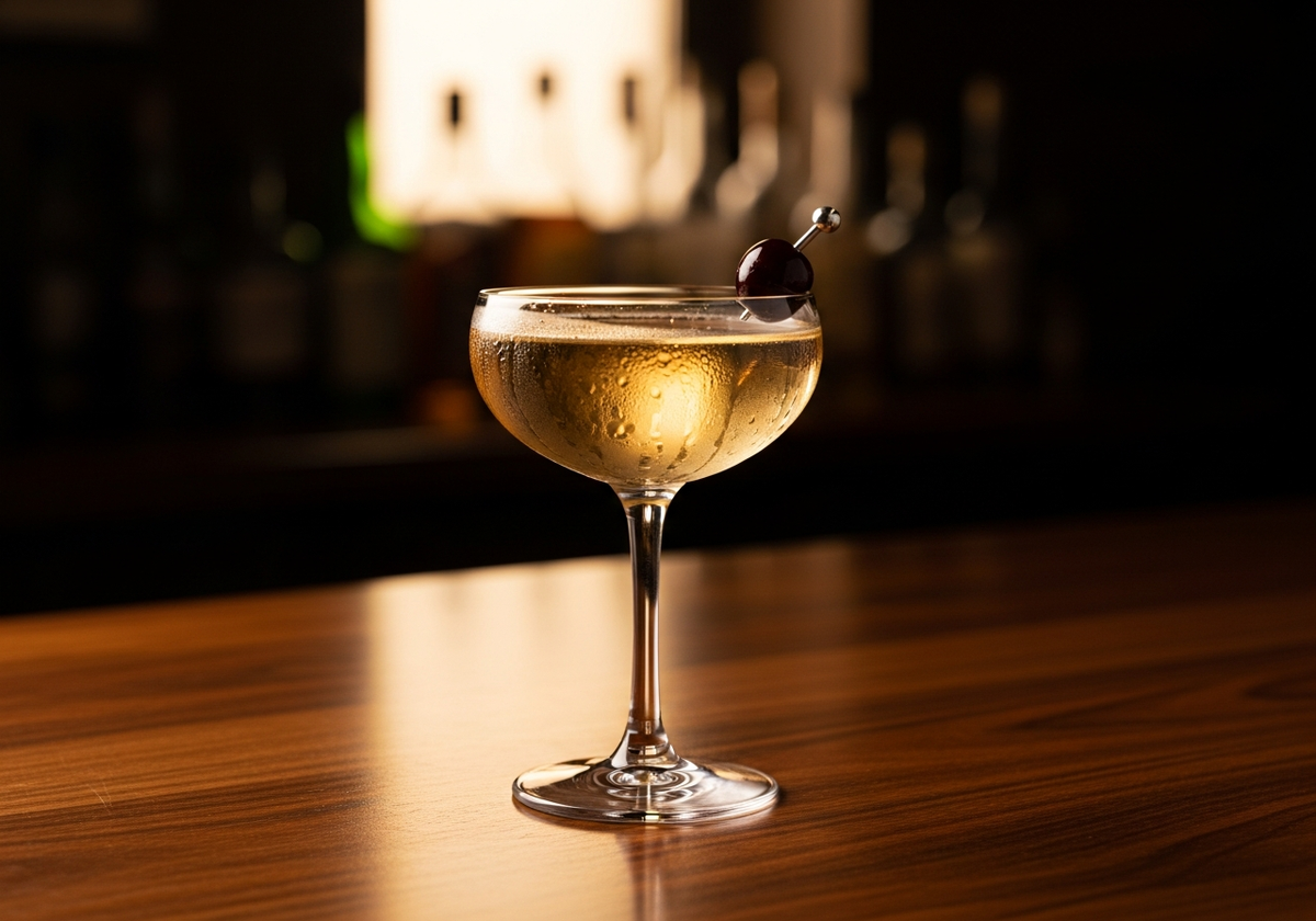 Aviation Recipe cocktail in glass with garnish