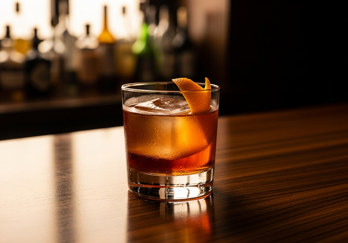 Boulevardier Recipe cocktail in glass with garnish