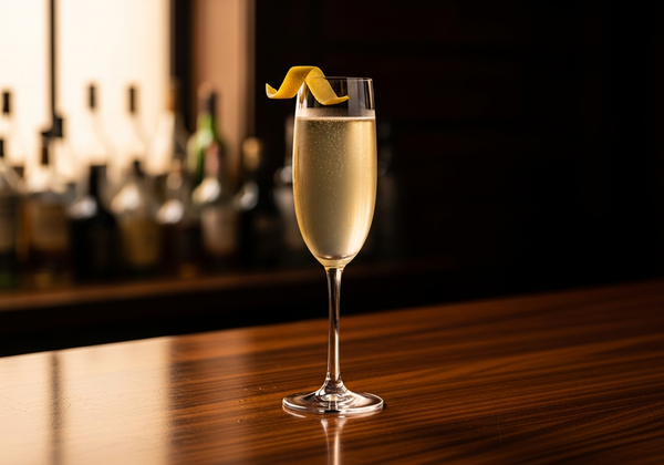 French 75 Recipe cocktail in glass with garnish