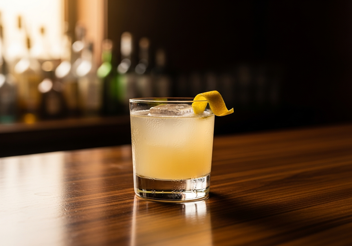 Gold Rush Recipe cocktail in glass with garnish