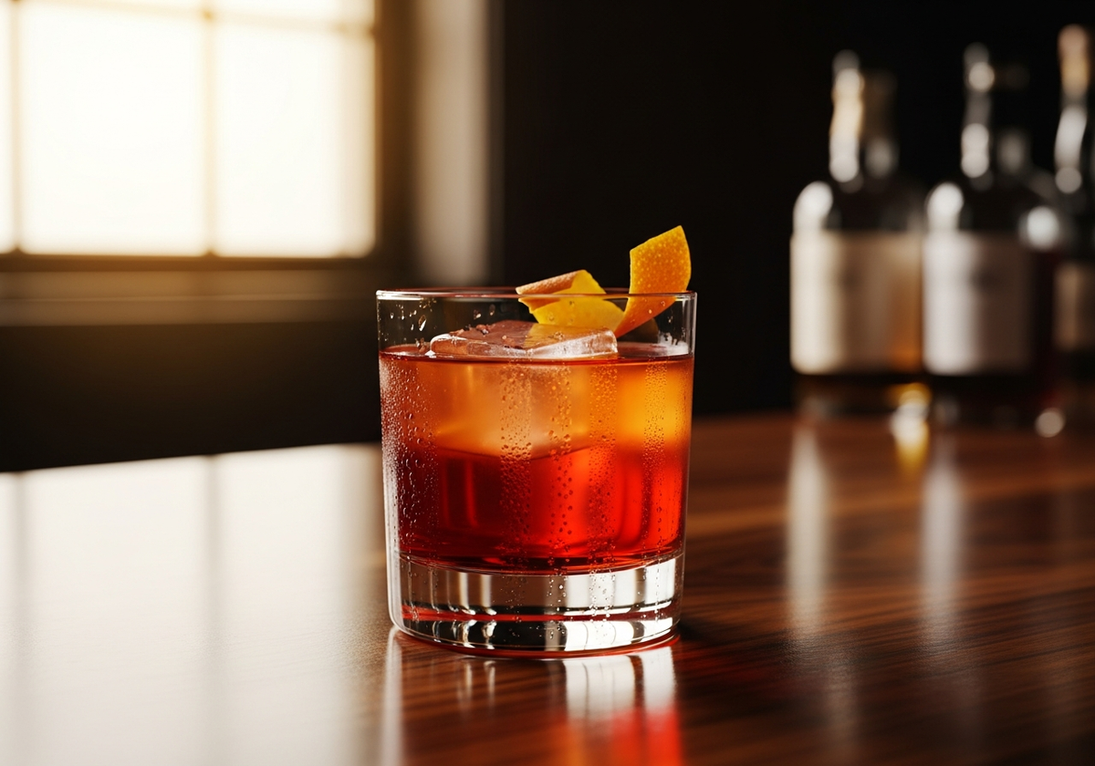Negroni Recipe cocktail in glass with garnish