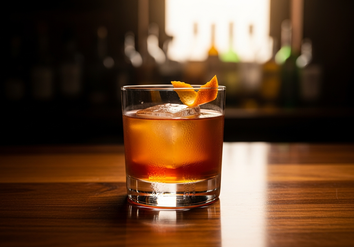 Old Fashioned Recipe cocktail in glass with garnish