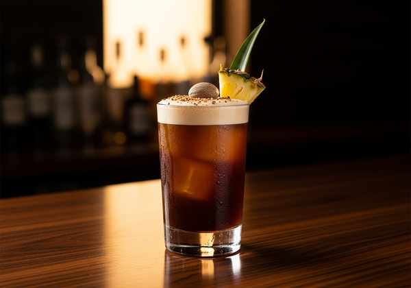 Painkiller Recipe cocktail in glass with garnish