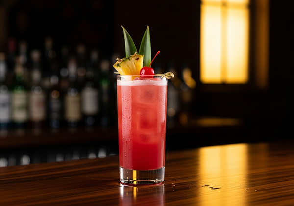 Singapore Sling Recipe cocktail in glass with garnish