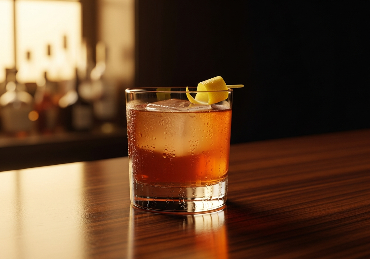 Vieux Carré Recipe cocktail in glass with garnish