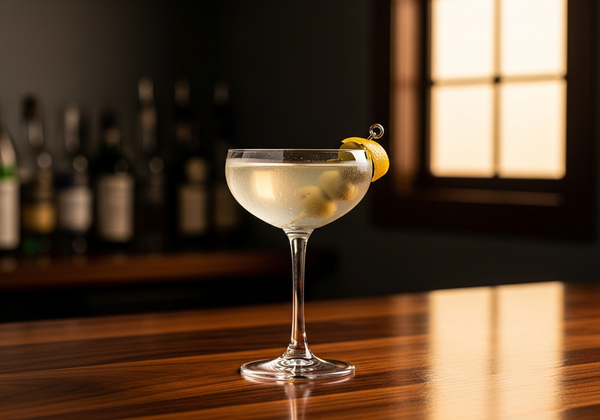 Vodka Martini Recipe cocktail in glass with garnish