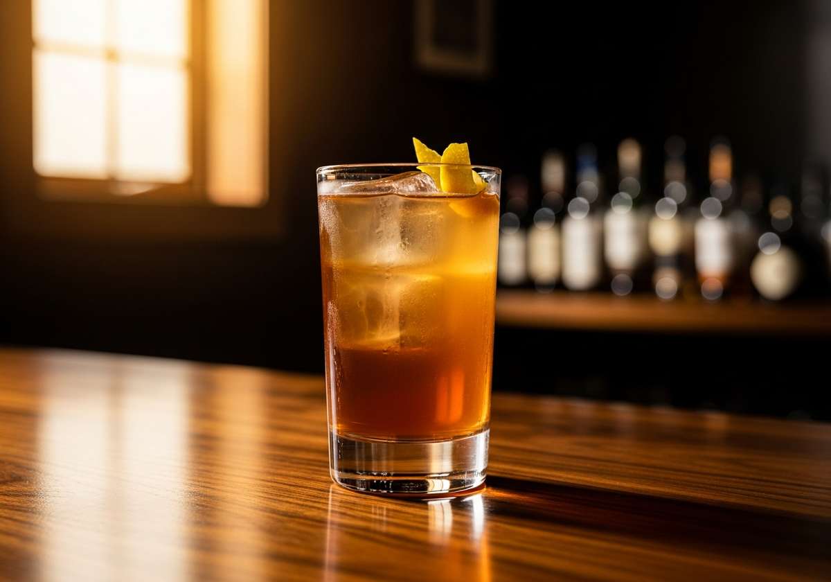 Whiskey Highball Recipe cocktail in glass with garnish