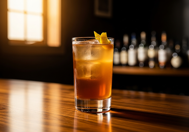 Whiskey Highball Recipe cocktail in glass with garnish