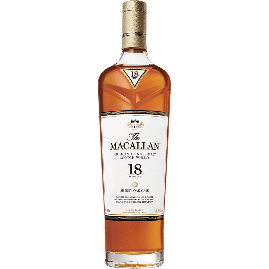 The Macallan Sherry Oak 18 Year Old 750ML Front Bottle Label