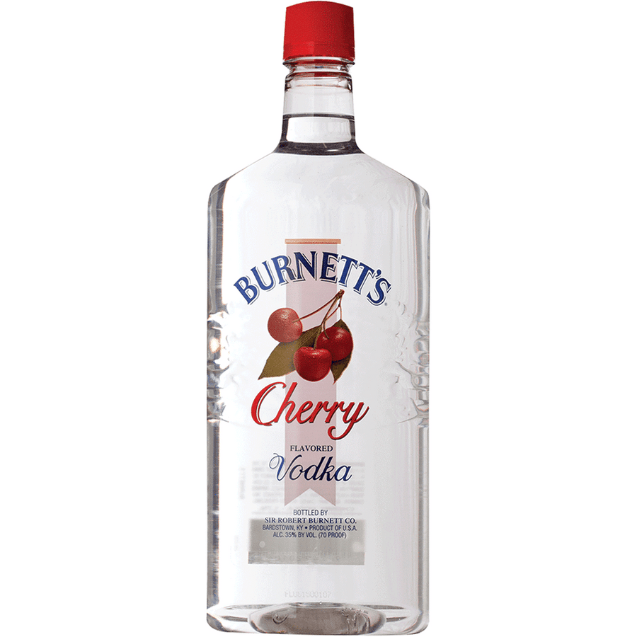 Burnett's Cherry Vodka 1L Front Bottle Label
