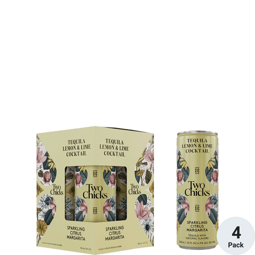 Two Chicks Lemon & Lime Tequila 4pk-12oz Cans Front Bottle Label