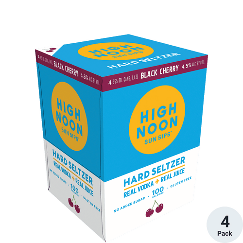 High Noon Hard Seltzer Black Cherry 4pk-12oz Cans Front Bottle Label