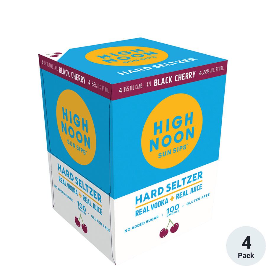 High Noon Hard Seltzer Black Cherry 4pk-12oz Cans Front Bottle Label