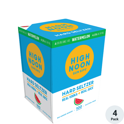 High Noon Hard Seltzer Watermelon 4pk-12oz Cans Front Bottle Label