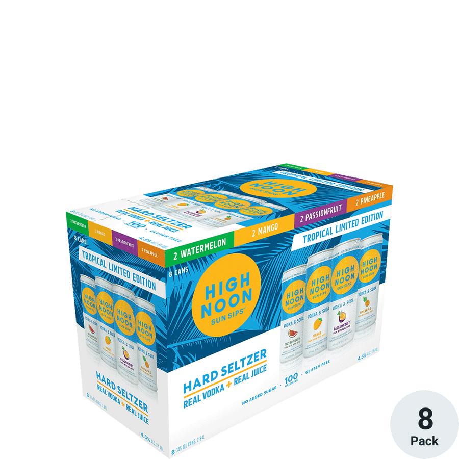High Noon Tropical Variety Pack 8pk-12oz Cans Front Bottle Label