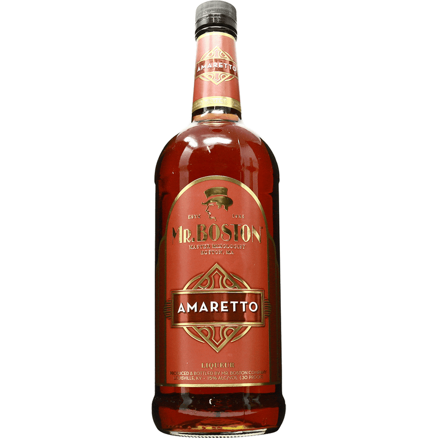 Mr Boston Ameretto 1L Front Bottle Label