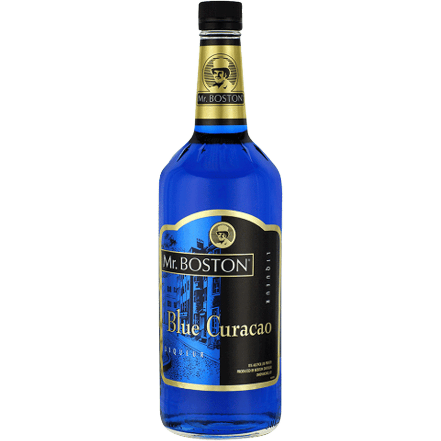 Mr. Boston Blue Curacao 1L Front Bottle Label