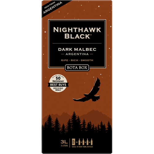 Bota Box Nighthawk Black Dark Malbec 3L Front Bottle Label