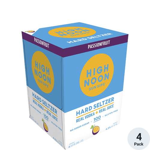 High Noon Hard Seltzer Passion Fruit 4pk-12oz Cans Front Bottle Label