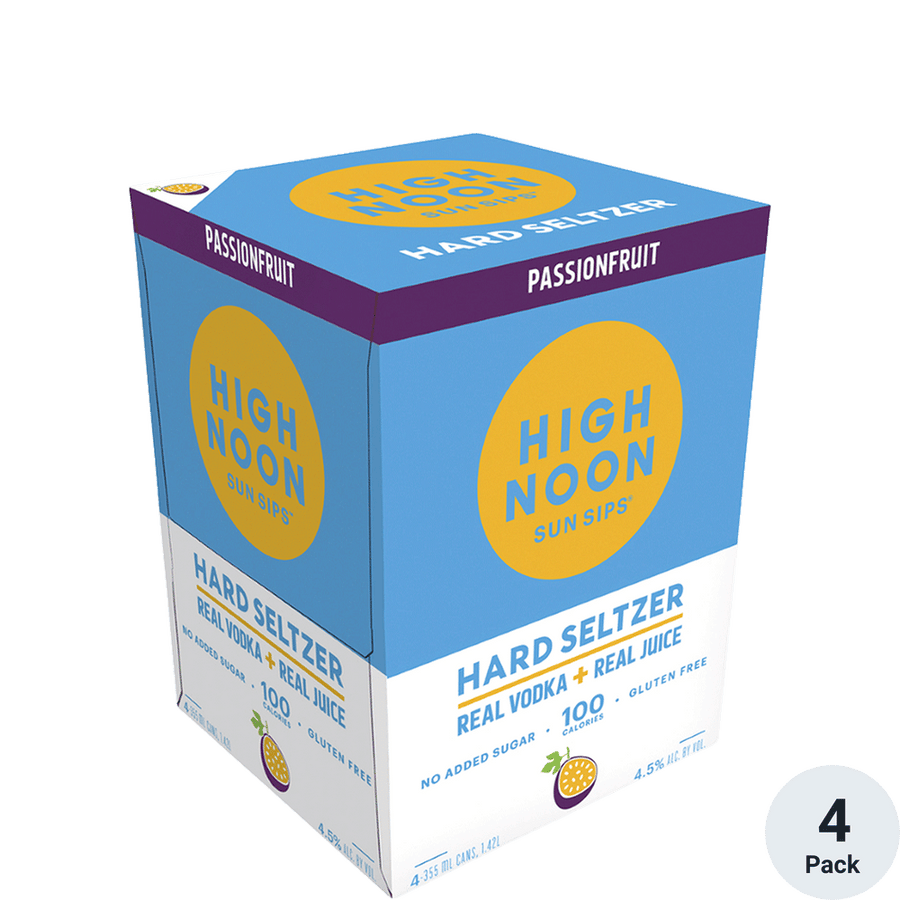 High Noon Hard Seltzer Passion Fruit 4pk-12oz Cans Front Bottle Label